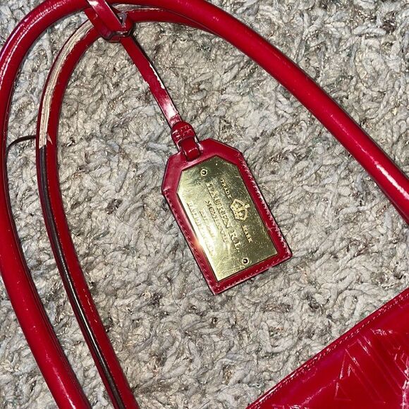 Ralph Lauren Vintage Ferrari Red Leather Handbag Glossy Shoulder Purse - Picture 4 of 16